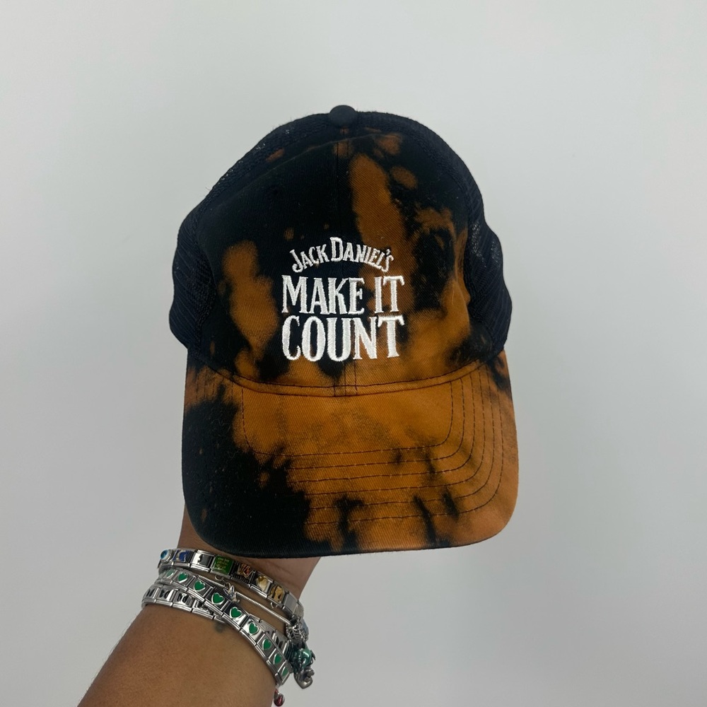 Jack Daniels Custom Bleach Splatter Dad Hat OS Upcycled